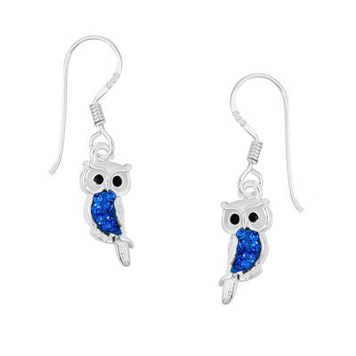 Pretty Sapphire Owl Earrings
