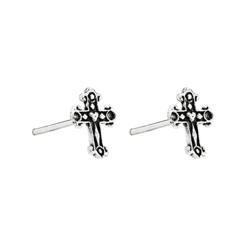 Pretty Silver Cross Studs