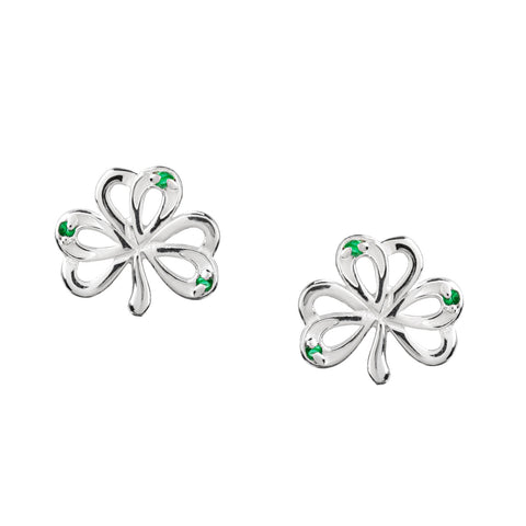 Pretty Silver Shamrock Studs