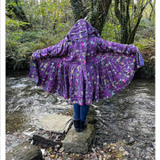 Purple Floral Cotton Kantha Pixie / Fairy Pagan Reversable Coat