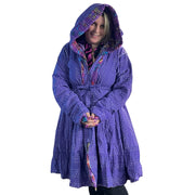 Pretty Purple Floral Cotton Kantha Pixie / Fairy Pagan Reversable Coat