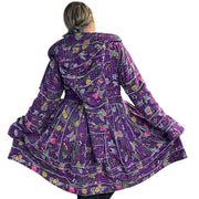 Pretty Purple Floral Cotton Kantha Pixie / Fairy Pagan Reversable Coat