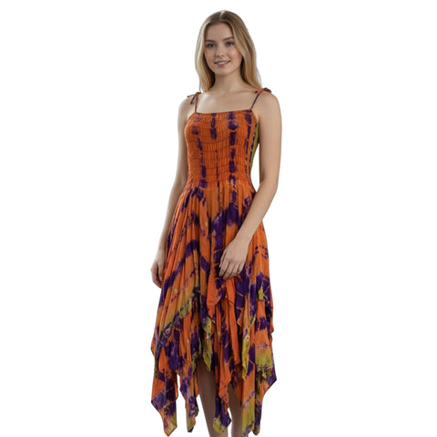 Orange Purple Tye Dye Pixie Dress