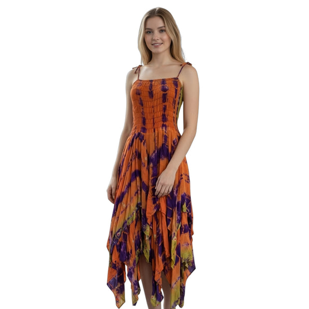 Orange Purple Tye Dye Pixie Dress