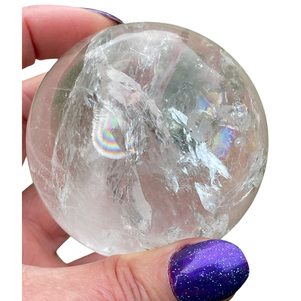 Rainbow Filled Clear Quartz Crystal Ball