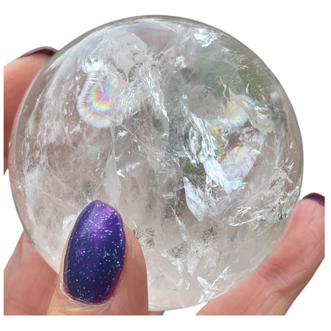 Rainbow Filled Clear Quartz Crystal Ball