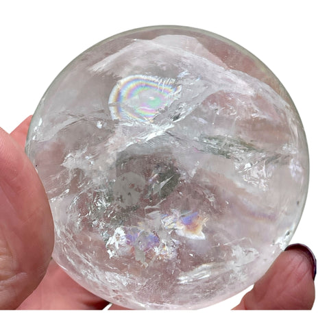 Rainbow Filled Clear Quartz Crystal Ball