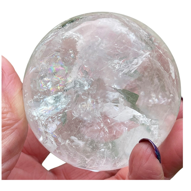 Rainbow Filled Clear Quartz Crystal Ball