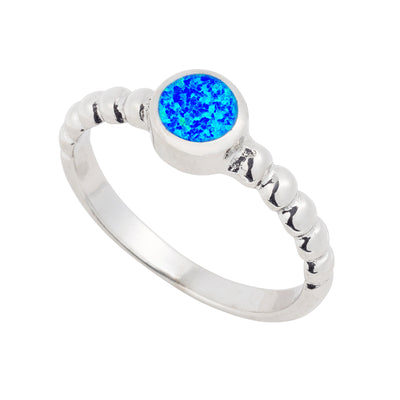 Beautiful Blue Opal Round Ring