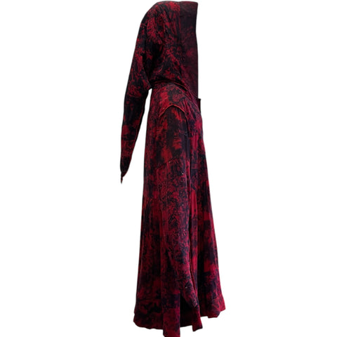 Black & Red Recycled Sari Silk Pixie / Fairy Pagan Reversable Coat