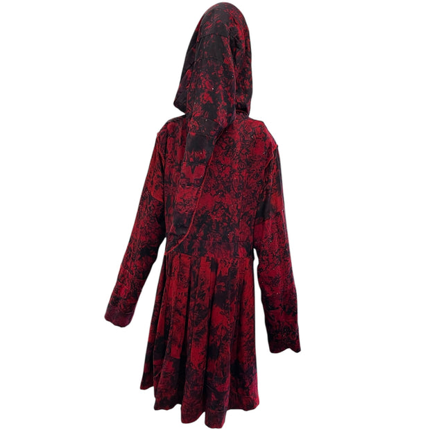 Black & Red Recycled Sari Silk Pixie / Fairy Pagan Reversable Coat