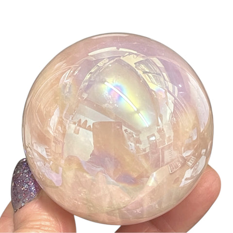 Aura Rose Quartz Crystal Ball