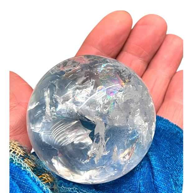 Rainbow Filled Clear Quartz Crystal Ball -