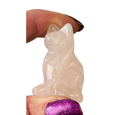 Pretty Rose Quartz Crystal Cat - Symbol of Good Luck & Love