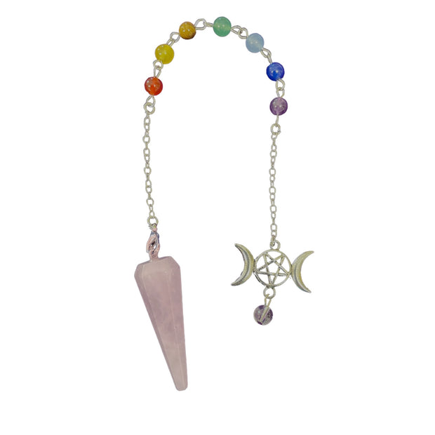 Rose Quartz Pentagram Chakra Pendulum