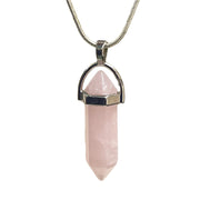 Silver Plated Rose Quartz Double Terminated Point Necklace