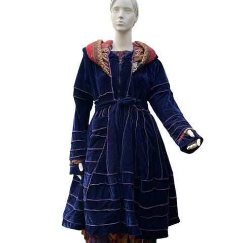 Royal Blue & Purple Velvet & Cashmilon Pixie / Fairy Pagan Reversable Katwise Inspired Coat