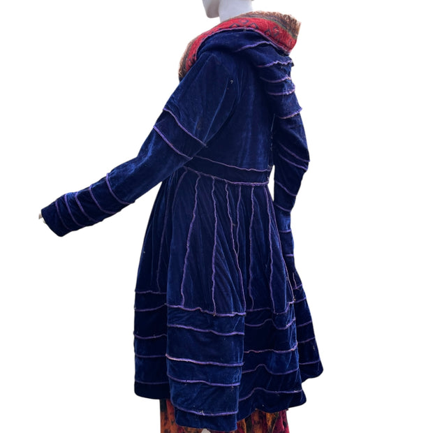 Royal Blue & Purple Velvet & Cashmilon Pixie / Fairy Pagan Reversable Katwise Inspired Coat