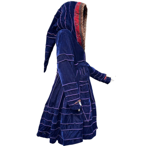 Royal Blue & Purple Velvet & Cashmilon Pixie / Fairy Pagan Reversable Katwise Inspired Coat