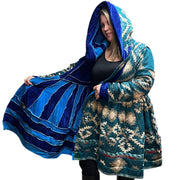 Royal Blue & Vivid Blue Velvet & Cashmilon Pixie / Fairy Pagan Reversable Katwise Inspired Coat