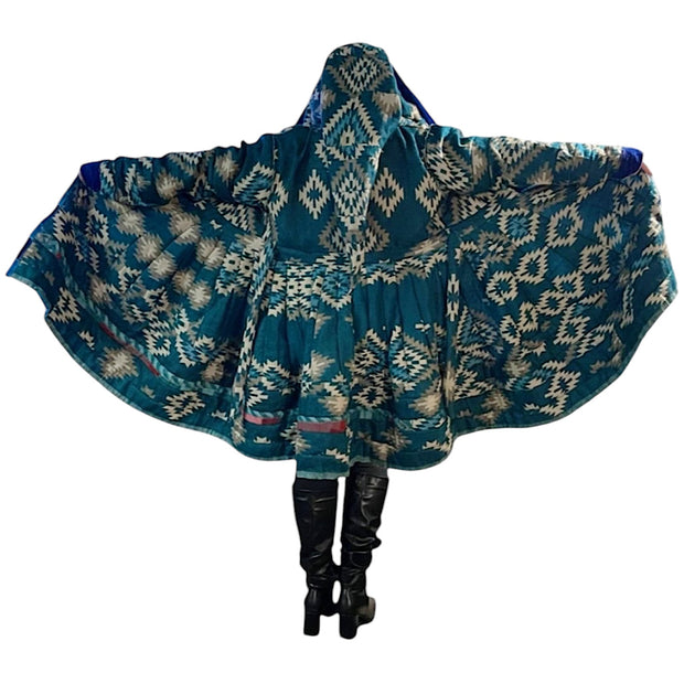 Royal Blue & Vivid Blue Velvet & Cashmilon Pixie / Fairy Pagan Reversable Katwise Inspired Coat