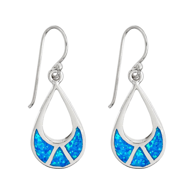 Large Blue Opal Teardrop Earrings