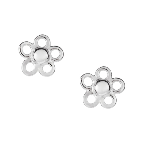 Pretty Silver Flower Studs