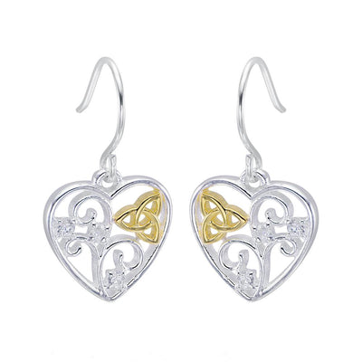 Celtic Trinity Knot Filigree Heart Earrings