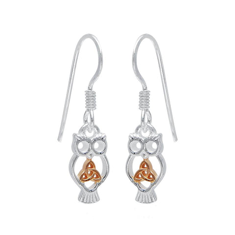 Celtic Trinity Knot Owl Earrings