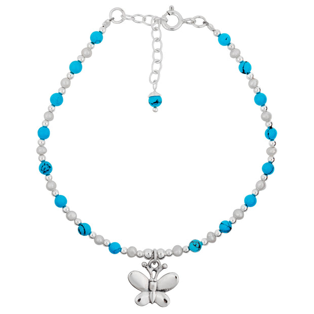 Turquoise Butterfly Charm Bracelet