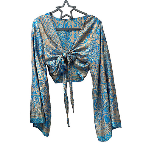 Turquoise & Gold Bell Sleeved Top