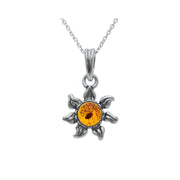 Dainty Amber Flower Pendant