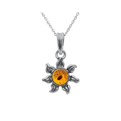 Dainty Amber Flower Pendant